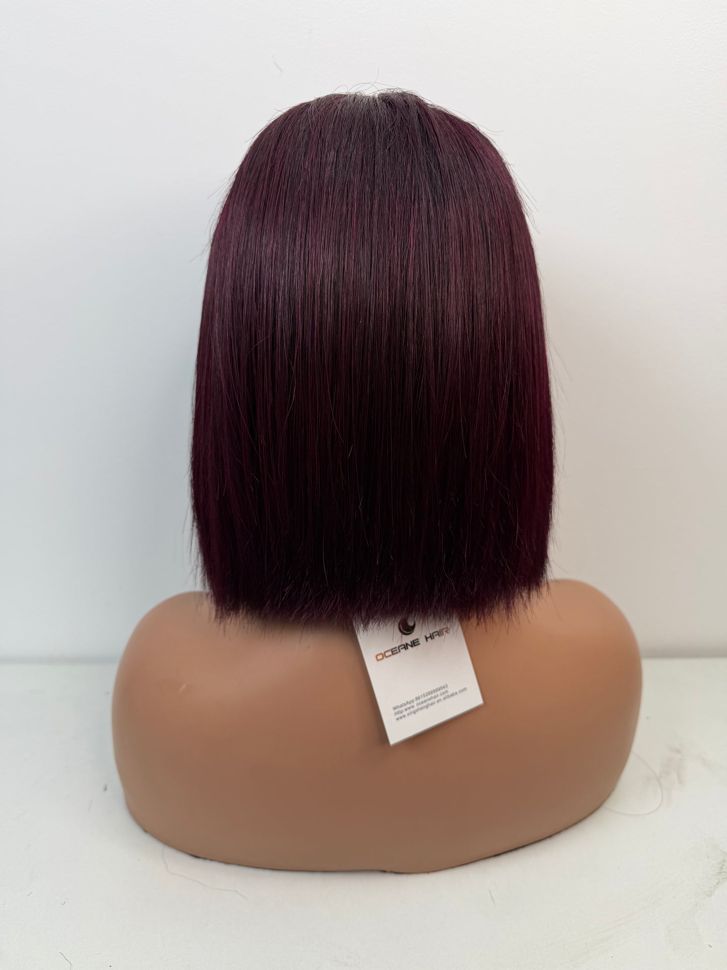 5*5 Bob Wig Transparent Lace 100% Human Hair Pre Plucked Bob Burgundy Color 8 Inch