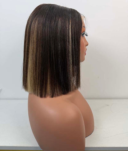 10Inch-12Inch 5*5 Lace Closure Wigs Piano Color Human Hair Wigs