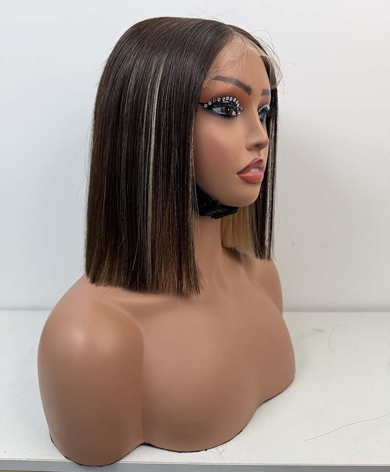 10Inch-12Inch 5*5 Lace Closure Wigs Piano Color Human Hair Wigs