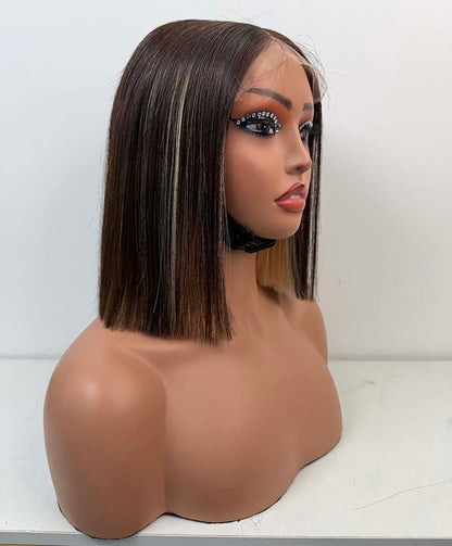 10Inch-12Inch 5*5 Lace Closure Wigs Piano Color Human Hair Wigs