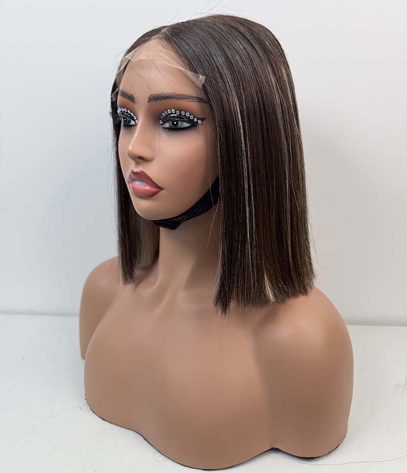 10Inch-12Inch 5*5 Lace Closure Wigs Piano Color Human Hair Wigs