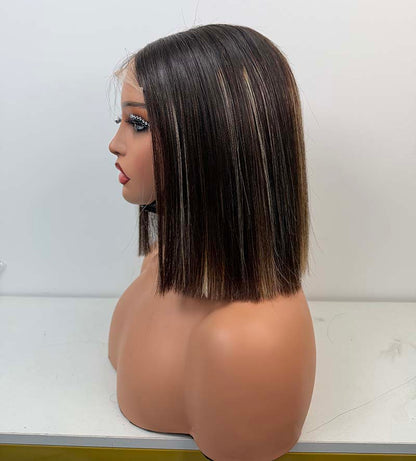 10Inch-12Inch 5*5 Lace Closure Wigs Piano Color Human Hair Wigs