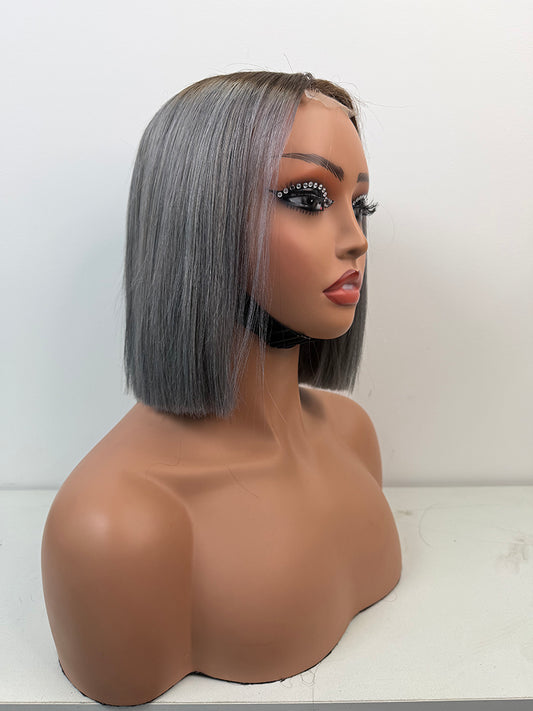 5*5 lace closure silver colors 10inch Bob wig