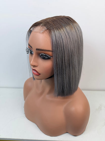 5*5 lace closure silver colors 10inch Bob wig