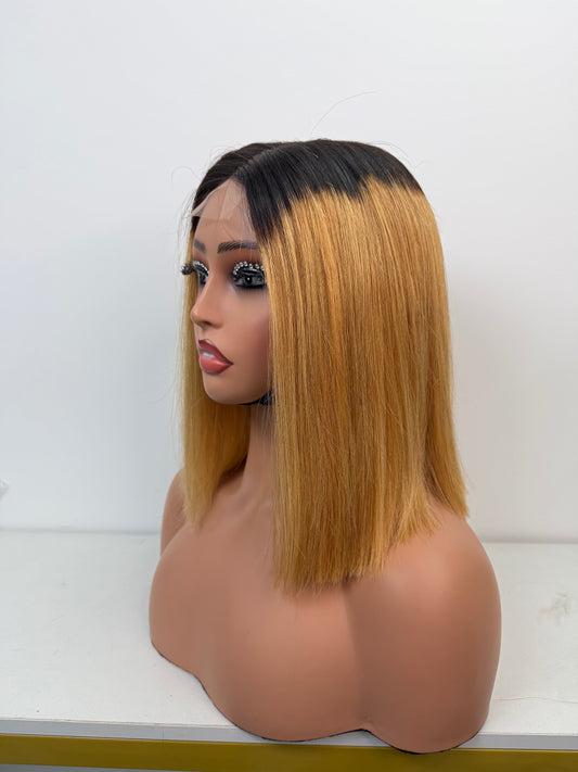 2*6 Lace Closure Short Bob Wigs 100% Human Hair #T1B/27