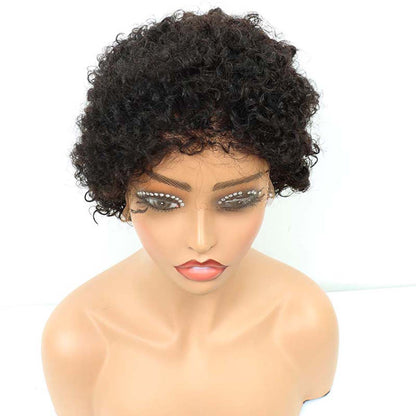 5*5 HD Lace Human Hair Wig Chioma Pixie Curly Wig Natural Color