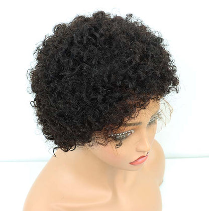 5*5 HD Lace Human Hair Wig Chioma Pixie Curly Wig Natural Color
