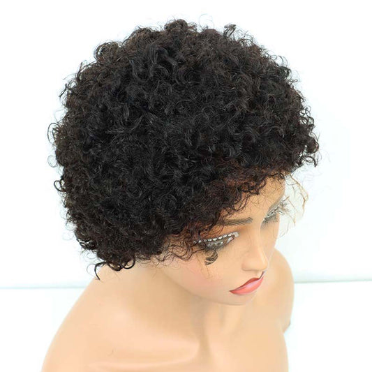 5*5 HD Lace Human Hair Wig Chioma Pixie Curly Wig Natural Color