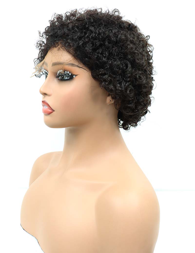 5*5 HD Lace Human Hair Wig Chioma Pixie Curly Wig Natural Color