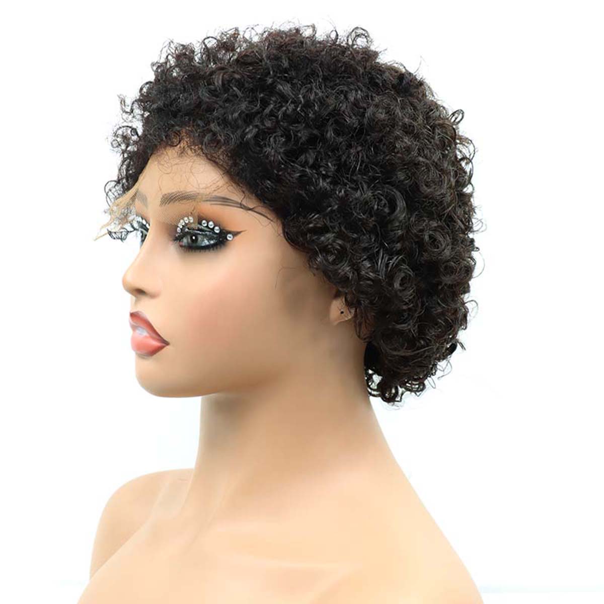 5*5 HD Lace Human Hair Wig Chioma Pixie Curly Wig Natural Color