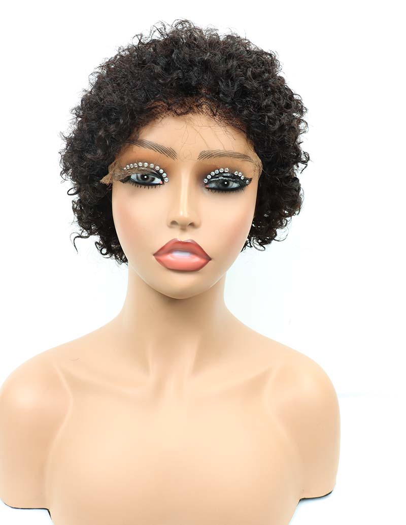 5*5 HD Lace Human Hair Wig Chioma Pixie Curly Wig Natural Color