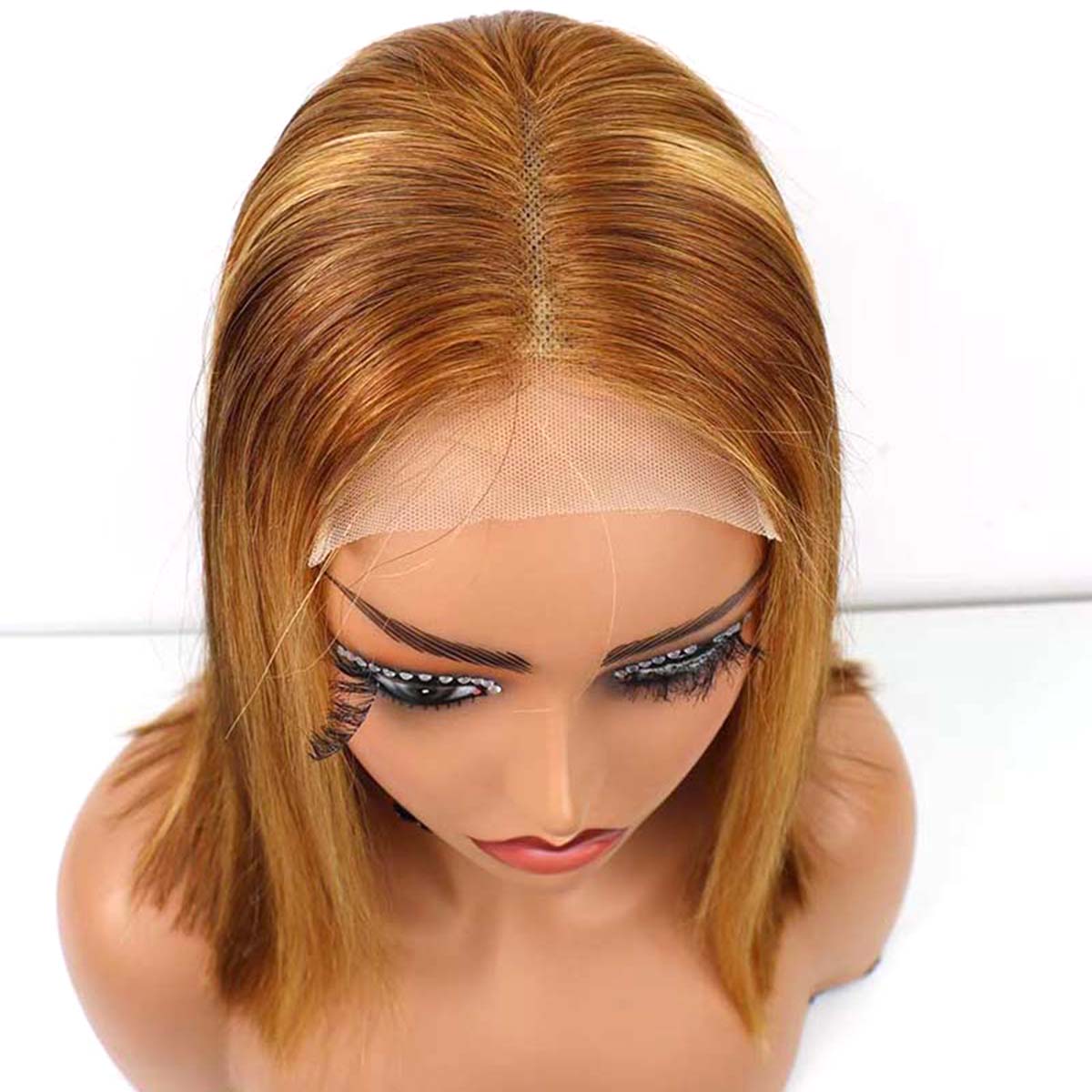 4*4 Lace Closure Bob Wig #P4/27 12Inches Premium Quality 100% Human Hair