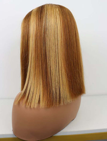 4*4 Lace Closure Bob Wig #P4/27 12Inches Premium Quality 100% Human Hair