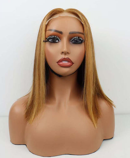 4*4 Lace Closure Bob Wig #P4/27 12Inches Premium Quality 100% Human Hair