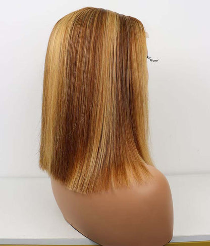 4*4 Lace Closure Bob Wig #P4/27 12Inches Premium Quality 100% Human Hair