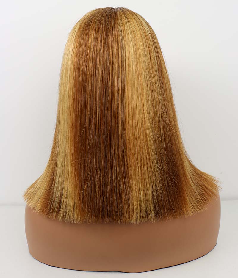 4*4 Lace Closure Bob Wig #P4/27 12Inches Premium Quality 100% Human Hair