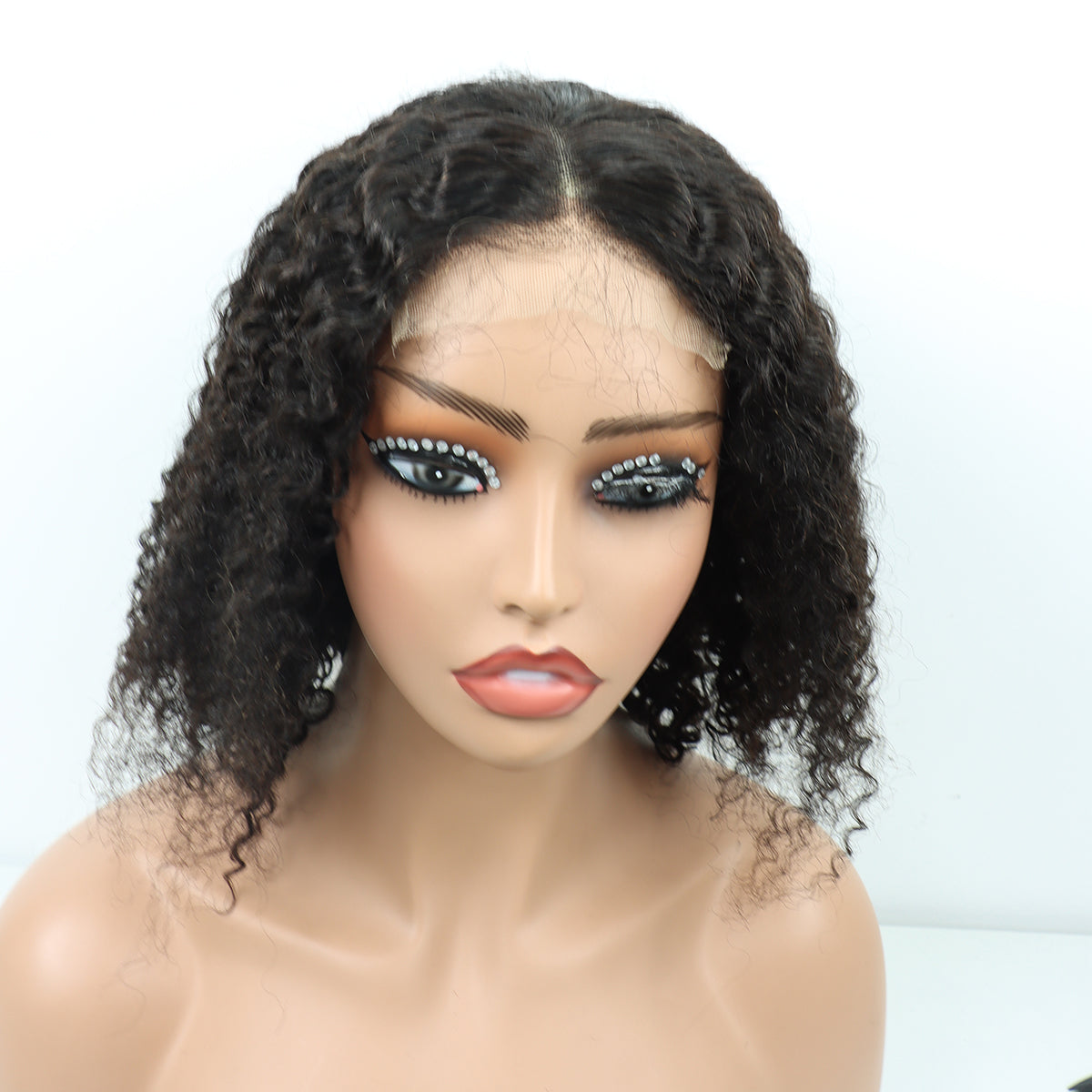 4*4 lace closure  14inch kinky curly glueless wig