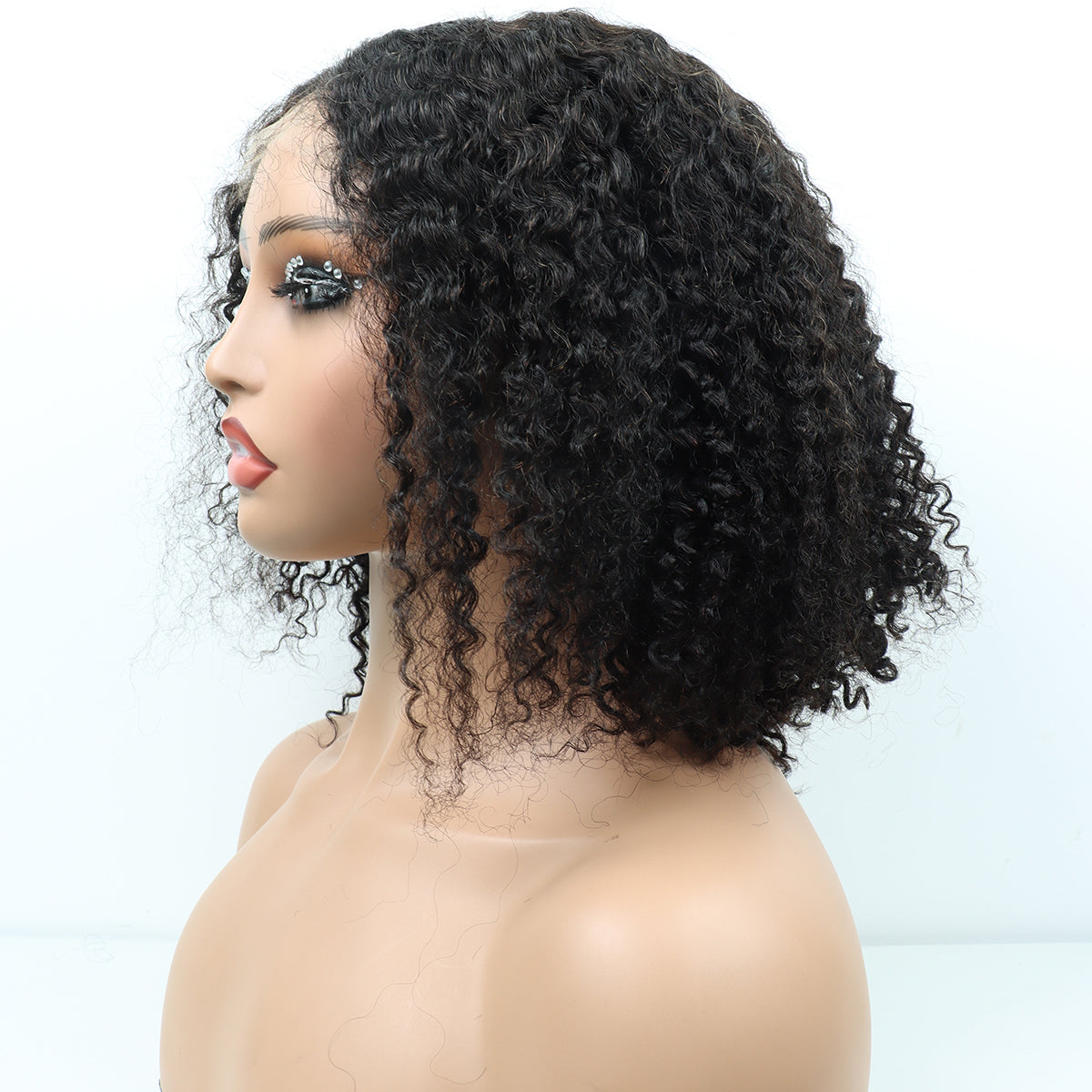 4*4 lace closure  14inch kinky curly glueless wig