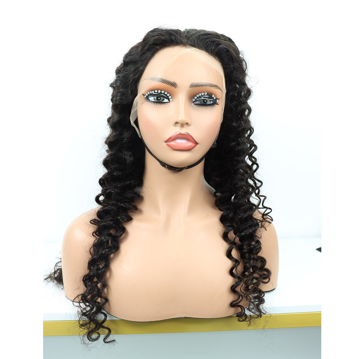 13x4 Deep Curly Lace Frontal Wigs Natural Black Transparent Lace