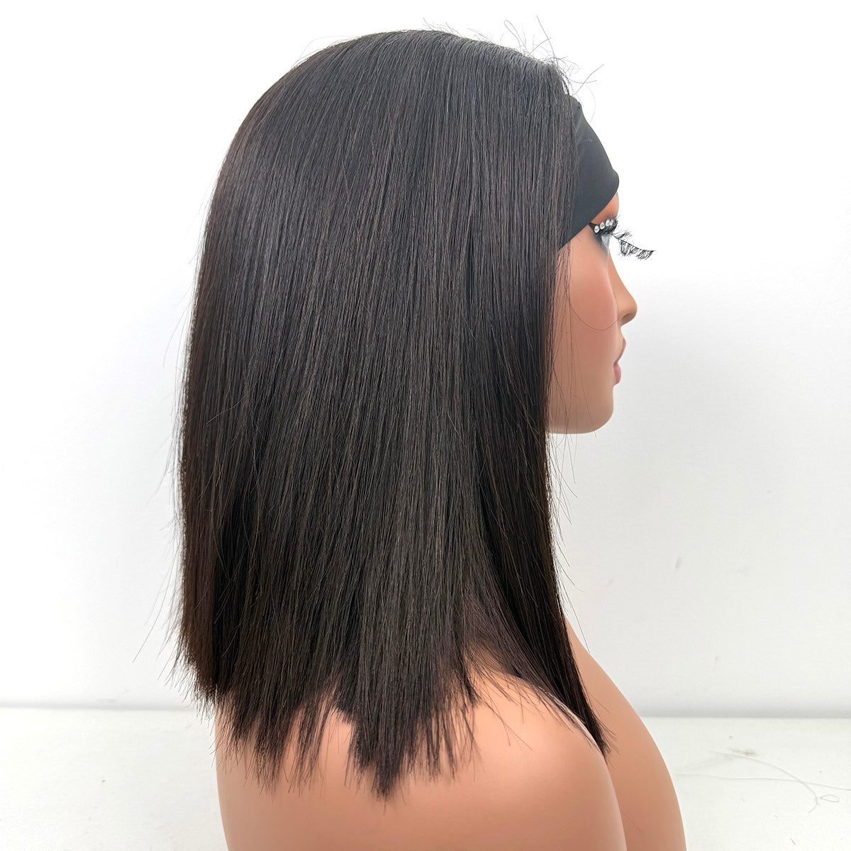 12Inches Headband Bob Wig Raw Human Hair Straight Hair