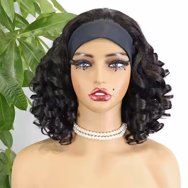 Wholesale Raw Brazilian Loose Body Human Hair headband Wig Natural black Color Human Hair Wigs