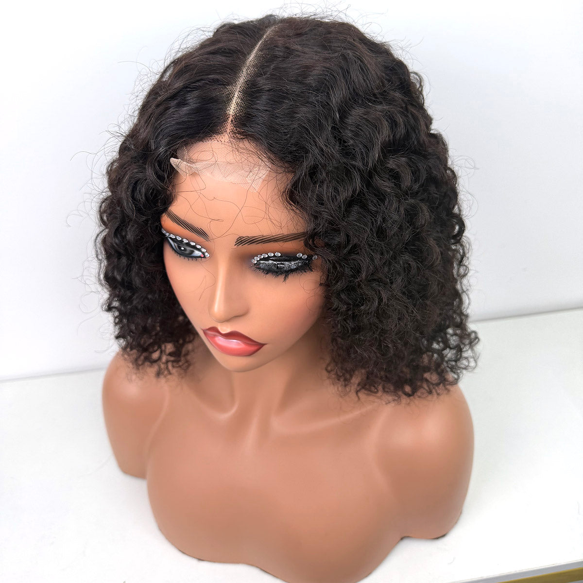 2*6 Curly Bob Wig 12Inches Natural Color 100% Human Hair