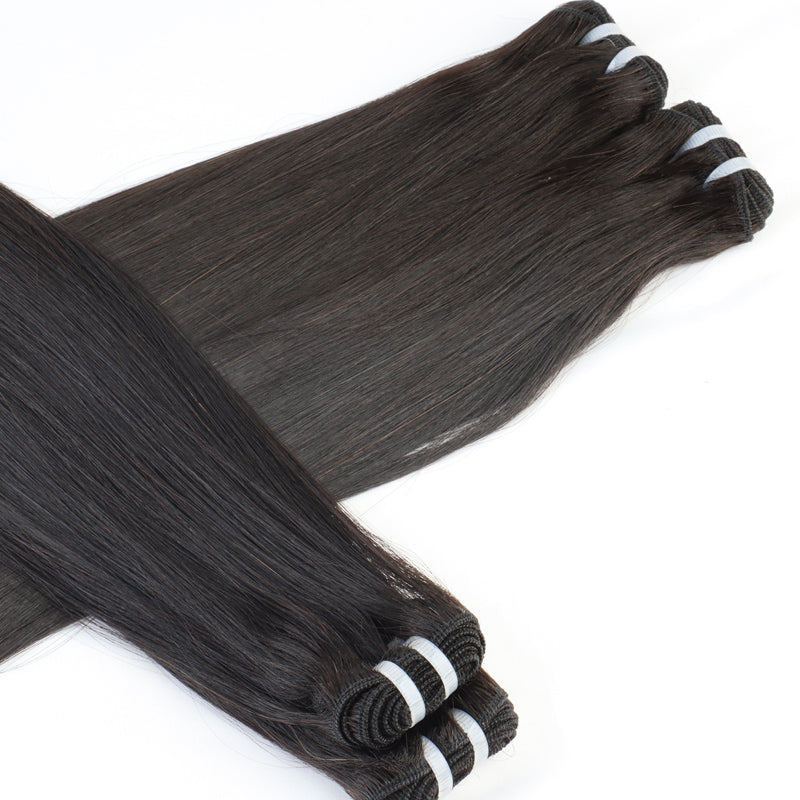10~28 Inch Sew in Weft super double drawn  human  Hair Extensions  Black Straight