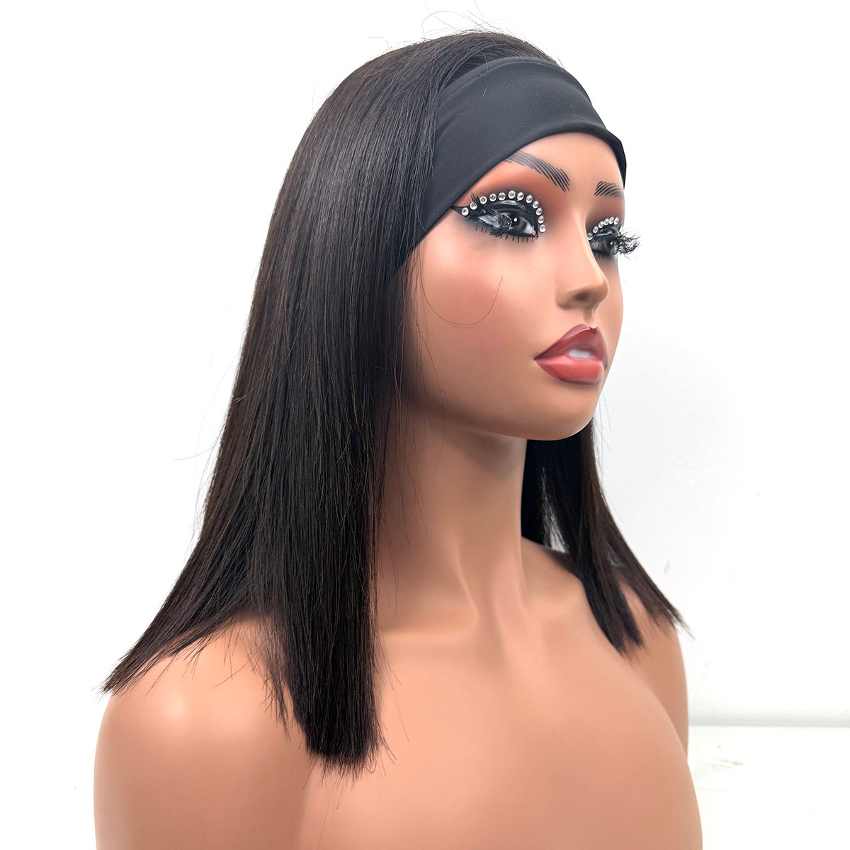 12Inches Headband Bob Wig Raw Human Hair Straight Hair