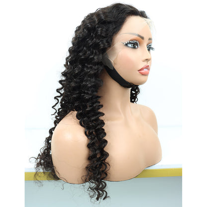 13x4 Deep Curly Lace Frontal Wigs Natural Black Transparent Lace