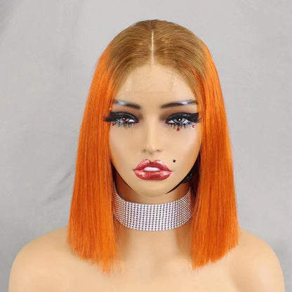 2×6Lace  #4T350  Human Hair Bob Wig