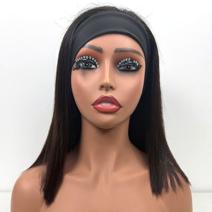 12Inches Headband Bob Wig Raw Human Hair Straight Hair