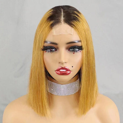 2×6 Lace #1BT30  Human Hair Bob Wig
