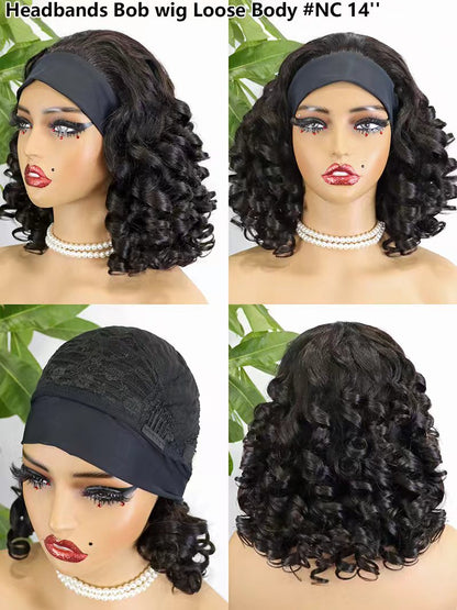 Wholesale Raw Brazilian Loose Body Human Hair headband Wig Natural black Color Human Hair Wigs