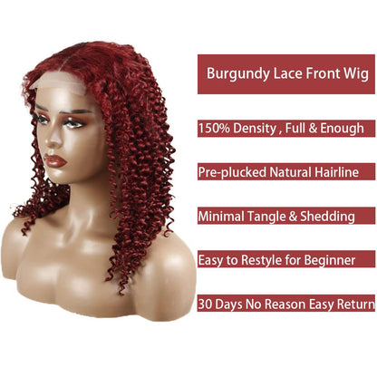 13x4 Lace Front kinky curly 99j Barzlian human hair Wig