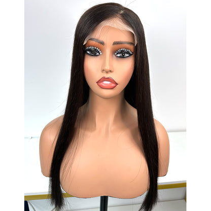 5*5 Raw Hair Lace Closure Wigs Natural Color Indian Human Hair