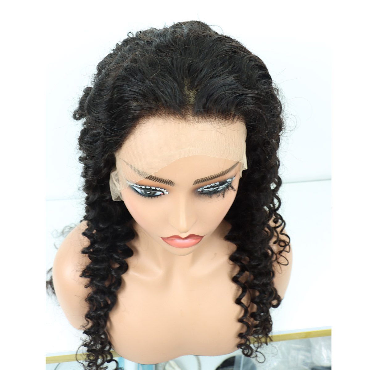 13x4 Deep Curly Lace Frontal Wigs Natural Black Transparent Lace