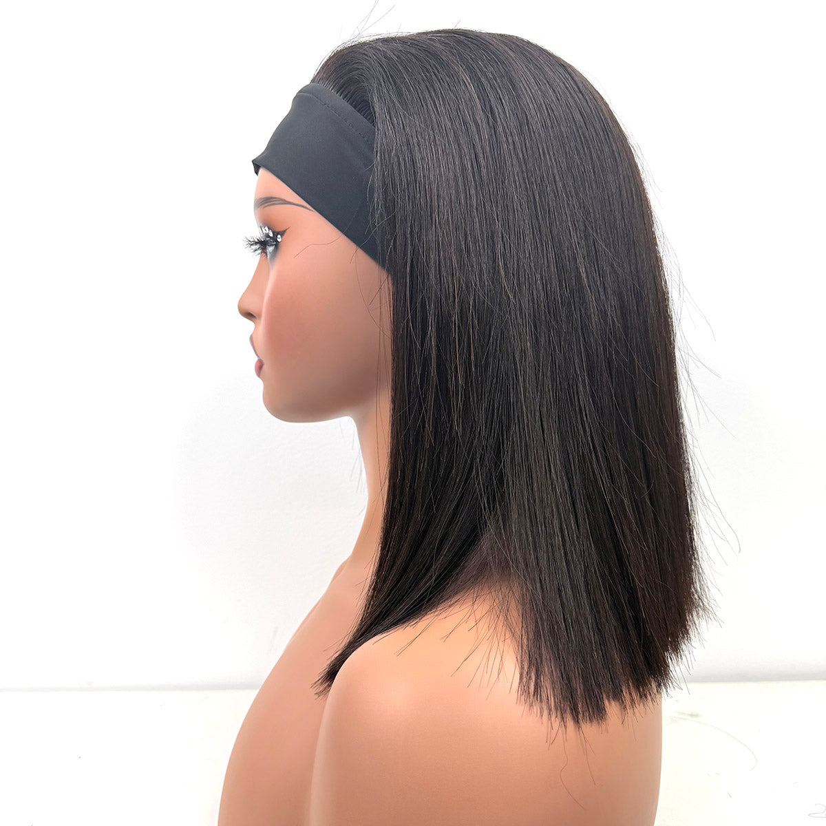 12Inches Headband Bob Wig Raw Human Hair Straight Hair