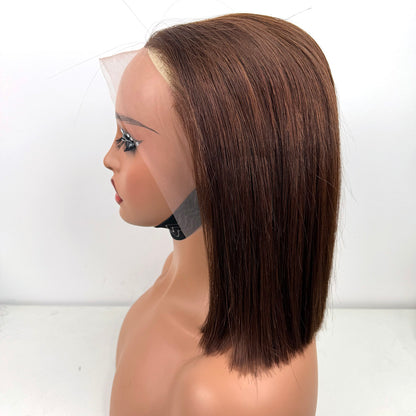 13*4 Bob Wig Transparent Lace #4 Brazilian Human Hair 10Inches