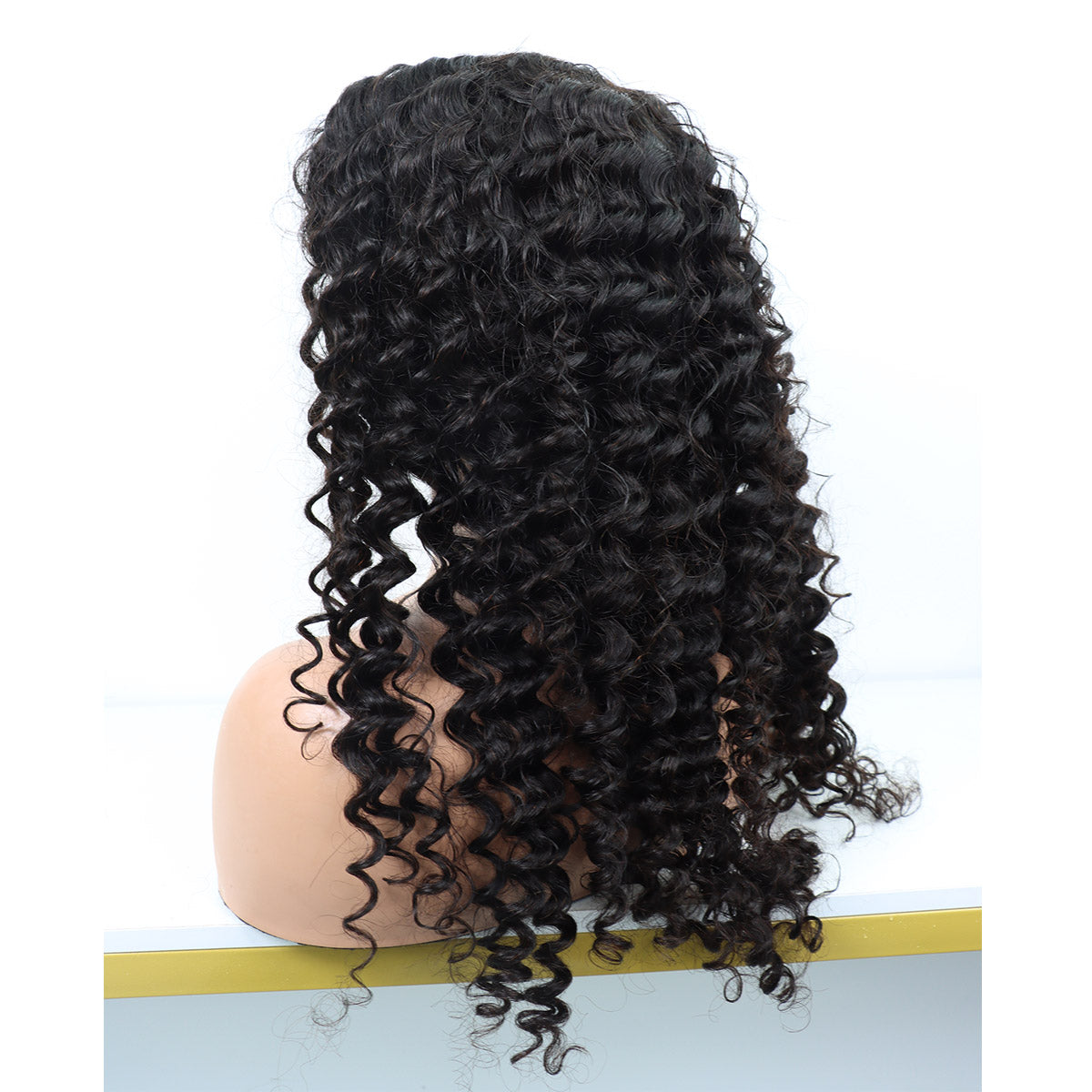 13x4 Deep Curly Lace Frontal Wigs Natural Black Transparent Lace