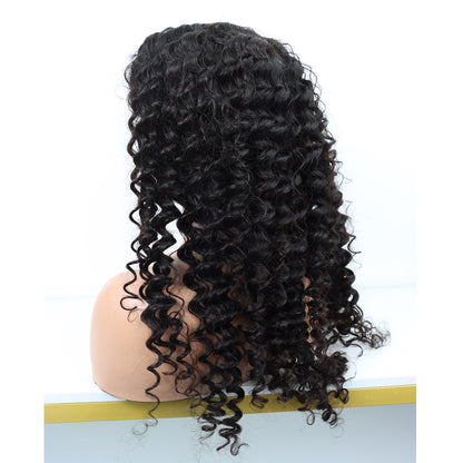13x4 Deep Curly Lace Frontal Wigs Natural Black Transparent Lace