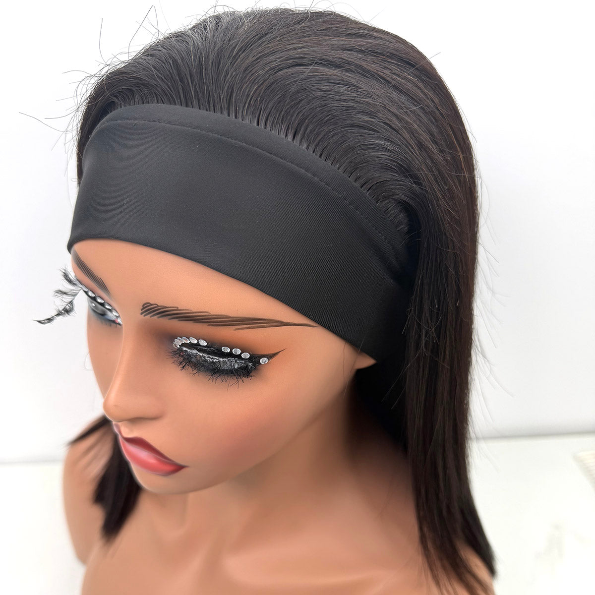 12Inches Headband Bob Wig Raw Human Hair Straight Hair