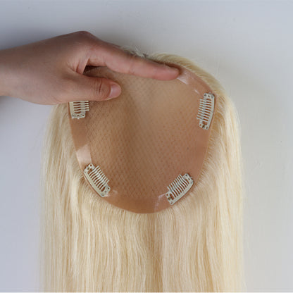 High density silk base 3"x5",4"x5", 5"x6",6"x7" hair toppers in blonde #613 color for thin hair