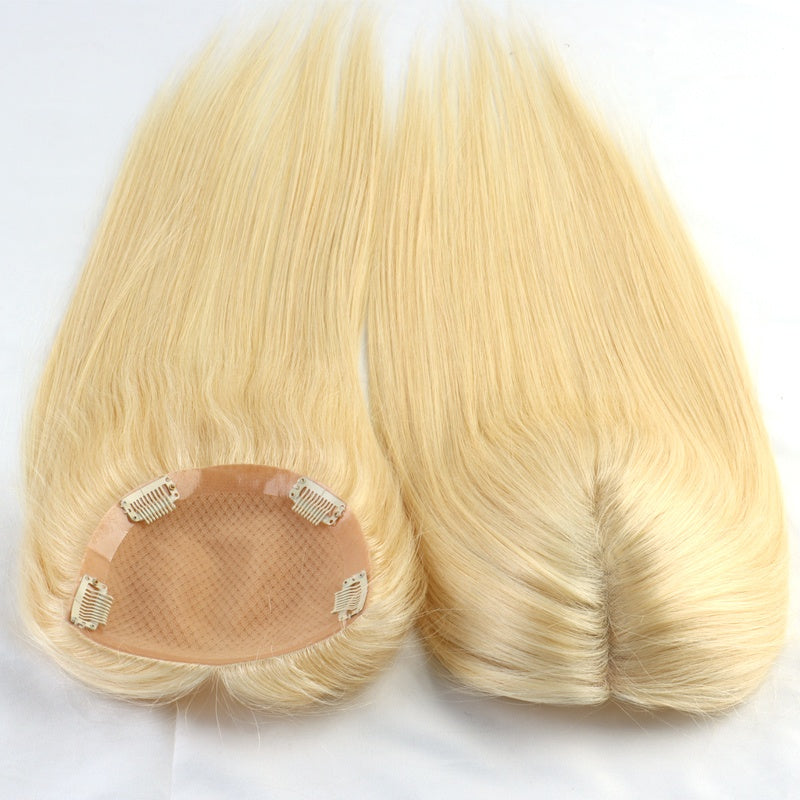 High density silk base 3"x5",4"x5", 5"x6",6"x7" hair toppers in blonde #613 color for thin hair