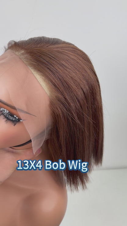 13*4 Bob Wig Transparent Lace #4 Brazilian Human Hair 10Inches