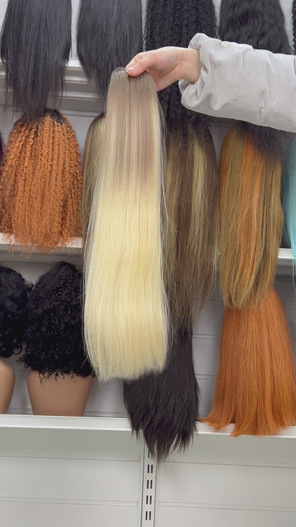 Double Drawn Colorful Hair Weft 100% Human Hair Various Color