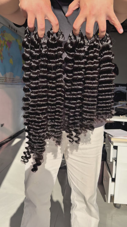 Deep Wave Feather Crochet Hair Extension 100% Remy Human Hair 14-26 Inch