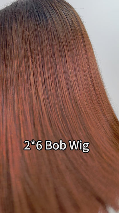 2*6 Lace Closure Bob Wig 10-12Inch Brazilian Human Hair Wigs