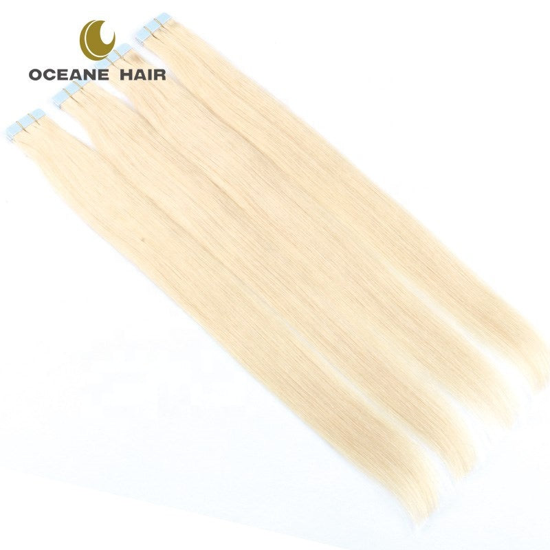 Straight Blonde Human Hair Tape In Hair Extensions Virgin Hair Brazilian Double Drawn