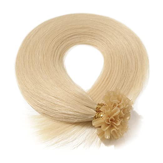 U Tip Keratin Human Hair Extension Ash Blonde Highlighted With Bleach Blonde (#P18/613)