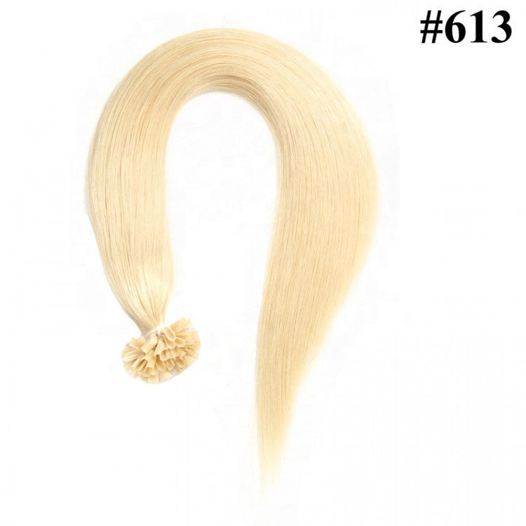 U Tip Keratin Human Hair Extension Ash Blonde Highlighted With Bleach Blonde (#P18/613)